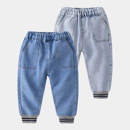 Jeans Casual Spring Fall 2 3 4-10 Children's Clothing Long denim Pants Baby Elastic Trousers Children's Straight Jeans 230406
