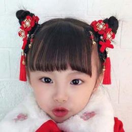 Hair Accessories Headwear Bowknot Bow Grip Kids Chinese Clips Year Hairpins Children Wigs Flowers