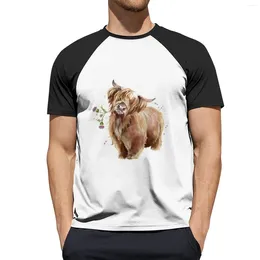 Regatas masculinas Highland Cow T-shirt Roupas de verão Camisa com estampa animal para meninos Treino de secagem rápida para homens
