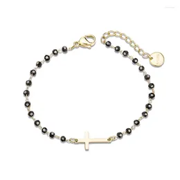 Charm Bracelets Stainless Steel Star Heart For Women Black Crystal Beads Bracelet Gold Colour Link Chain Pulseras Mujer Moda