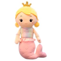 Cartoon Beautiful Crown Mermaid Plush Toy Stuffed Little Mermaid Doll Kids Girl Home Decoration Girls Girlfriend Birthday Gifts LA597