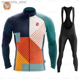 Cycling Jersey Sets 2021 Winter Thermal Fece Set Cycling Clothes Men's Jersey Suit Sport Riding Bike MTB Clothing Bib Pants Warm Set Ropa Ciclismo Q231107