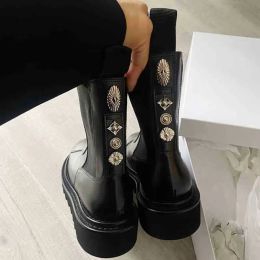 Дизайнерские ботинки для Toga Pulla, средняя зима, модные короткие женские ботинки Martin Chimney Chelsea с толстой подошвой