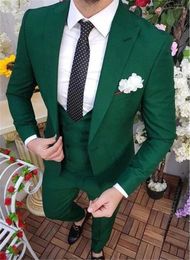 Men's Suits Green Men Slim Fit Boy Formal Fashion Jacket Pant Dinner Blazer Wedding Groom Tuxedos Bespoke For