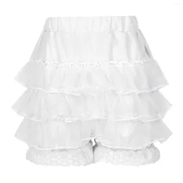 Women's Shorts Women Lace Trim Tiered Ruffles Skirted Fashion White Elastic Waistband Frilly Bloomers Lolita Casual Daily Clothes