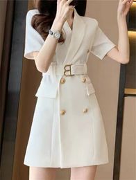 Women Dresses Solid Ribbed Spring Summer Office Suits Dress Mini Blouse Vestido De Mujer Frocks Casual Working Club Clothing 4683