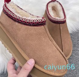 Designer Tazz Tasman Classic AnkleUltra Mini Booties Chestnut Fur Slides Sheepskin Luxury Australia Winter Women Men Slip-on Shoes Suede Upper Wool