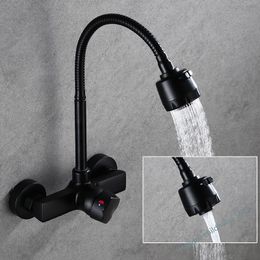 Bathroom Shower Heads Swivel Bathtub Faucet Wall mounted Kitchen Tap Single Handle Brass Material Black Sink Mixer 230406