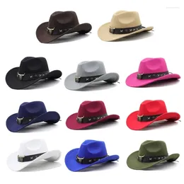 Berets Felt Cowboy Hat Western Cowgirl Costume Fedora Hats Cap For Kids Boys Girls Dropship