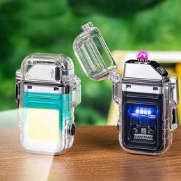 COOL Colourful Pendant ARC Lighter Waterproof USB Cyclic Charging Portable Headlamp Electricity LED Light Power Display Herb Cigarette Tobacco Smoking Holder DHL