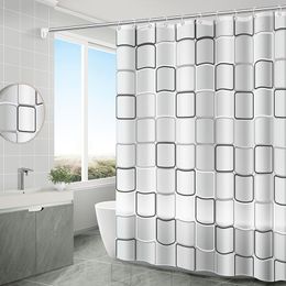 Shower Curtains Bathroom shower curtains waterproof bathroom curtains PEVA modern geometric flat pattern farmhouse home decoration transparent 230406