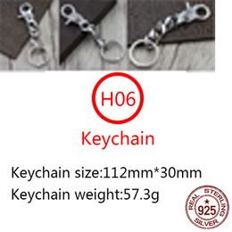 H06 S925 Sterling Silver Keychain Fashion Car Keychain Bag Buckle Cross Flower Letter Pendant Versatile Personalised Punk Hip Hop Jewellery Style Gift for Lovers