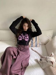 Women's Sweaters Cropped Pullovers Clothes Vintage Pull Femme Butterfly Tassel Knitting Y2k Sweater Tops Casual Fashion Korean Jumper