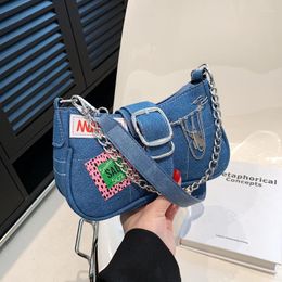 Evening Bags Luxury Designer Jeans Women Denim Crossbody Bag For 2023 Punk Style Underarm Shoulder Handbag And Purse Brand