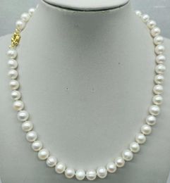 Chains Natural Genuine 8-9mm White Freshwater Cultured Pearl Necklace 18 Inch Fashion Ladies Jewellery Gifts 2023