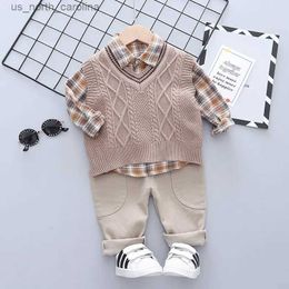 Clothing Sets Spring Children Fashion Clothes Baby Boy Girl Sweater Vest Shirt Pants Kids Infant Clothing Toddler Tracksuit YEARS R231106