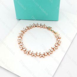 Luxury Silver Chain Women Designer Diamond Bracelet High Quality 925 Jewelry Lady Charm Bracelets Christmas Gift With Box