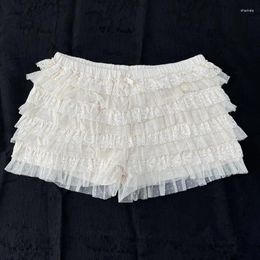 Womens Shorts Kawaii Lace Trim Bloomers Japanese Lolita Cute Multi-layers Frilly Pettipants Fairy Preppy Cottage Vintage Y2k Pants