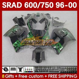 Motorcycle black stock Fairings For SUZUKI SRAD GSXR 750 600 CC 600CC 96 97 98 99 00 168No.69 GSX-R750 GSXR600 1996 1997 1998 1999 2000 GSXR750 GSXR-600 750CC 96-00 Body