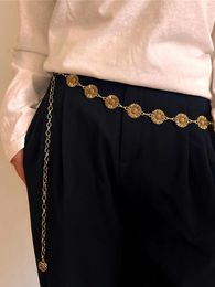 Belts Vintage Waist Metal Chain For Women Dresses Luxury Designer Gold Silver Tassel Body Accessories Ladies Flower Waistband