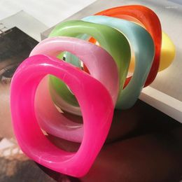 Bangle UJBOX Wholesale Multicolor Hands Wrist Jewellery Gift Irregular Lucite Resin Acrylic Bangles Bracelets For Women