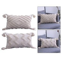 Pillow 2x Throw Cover Square Edge Woven Tufted Pillow Cover for Sofa 230406