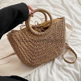 Shoulder Bags Straw Woven Seaside Summer Bucket Tote Bag Basketstylishhandbagsstore