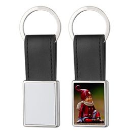 Keychains Lanyards Heat Transfer Leather Rectangle Blank Sublimation Keychain Key Chain Diy Gift