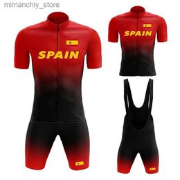 Cycling Jersey Sets SPAIN Team Cycling Jersey Set 2022 Summer Men Short Seve MTB Sports Cycling Clothing Bicyc Maillot Ropa Ciclismo Hombre Suit Q231107