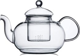 Clear Glass Flower Teapot With Infuser Philtre Strainer Milk Kung Fu Tea Set Heat Resistant Oolong Flower Tea Pot Tool Kettle Set