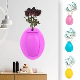 Vases Magic Silicone Vase Wall Mount Removable Flower Pot Hanging Decorative Reusable Wall-Mounted Home Decoration