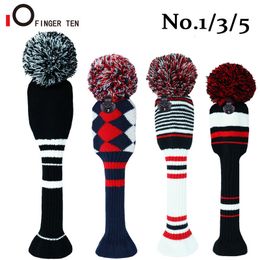 Other Golf Products Pom Knitted Club Head Covers for Woods Driver Fairway Hybrid with Number Tag 3 5 7 X Drop 230406