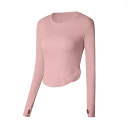 Women's T Shirts Womens Sports Long Sleeve Top With Chest Pad Quick Dry Running Fitness Jacket Smock Tight Polyester Shirt Women