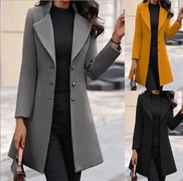 Designs Winter New Women's Coat Korean Version Mid length European and American Women's Cross border Woolen Coats