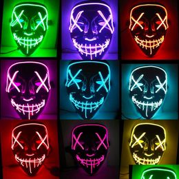 Party Masks Mask Led Light Up The Purge Election Year Funny Festival Cosplay Costume Supplies Glow Drop Delivery Home Garden Festive Dhzol