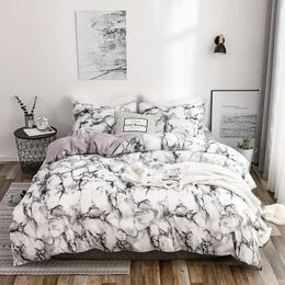 Bedding sets Large 200x200 linen set double bed size marble bedding large down duvet cover 2 person 231106