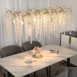 Chandeliers 2023 Luxury Gold Glass LED Lights Ceiling Remote Control Hanging Pendant Lamps Home Decor For Dining Room Lustres
