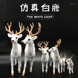 Christmas Decorations White Reindeer Xmas Elk Simulation Deer Standing Kids Toy Plush Plastic 2 Size Simulated Display Window1