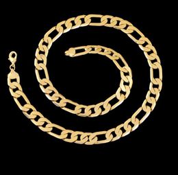 Men/Women Hip Hop Punk 18K Real Gold Plated 3+1 Figaro Chain Necklaces Fashion Costume 24inch Long Necklaces Jewellery for Men