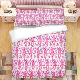 Bedding sets Pink Roller Rabbit 3D Printing Duvet Cover Pillowcase Comfortable Linen 231106