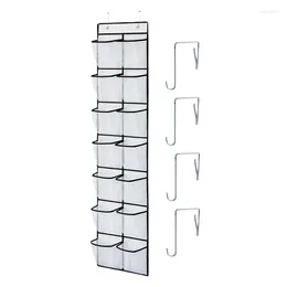 Storage Boxes Shoe Organizer Over The Door 12 Grids Holder Rack Large Pocket With 4 Strong Hooks