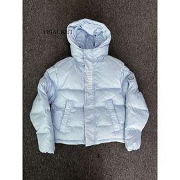 Trapstar London Decoded Hooded Puffer 2.0 Ice Blue Jacket Embroidered Lettering Hoodie Winter Coat jacketstop