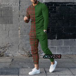 Men's Tracksuits Spring Men's Set Tracksuits Set Long Sleeve O-Neck T-shirt Set Casual High Quality Large Men's Clothing 2-Piece Jogging Set 230406