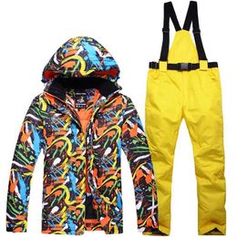 Other Sporting Goods New Outdoor Ski Team male Windproof Waterproof Thermal Snowboard Snow Men Ski Jacket And Trouser Sets Clothes Dress Up Clothes HKD231106