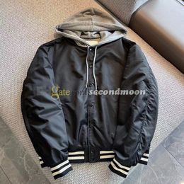 Women Letters Embroidered Jacket Warm Hooded Baseball Jackets Autumn Winter Sport Coat Covered Button Outerwear