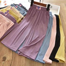 Trousers Girls Casual Summer Ice Silk Thin Wide Leg Pants Spring Children's Loose Fashion Anti Mosquito P4 140