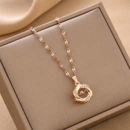 Pendant Necklaces Women's Korean Fashion Stainless Steel Choker Chain For Girls Simple Aesthetic Geometry Vintage Necklace Y2kPendant