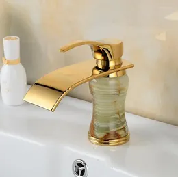Bathroom Sink Faucets European Antique Basin Mixer Vintage Brass Retro Toilet Faucet Gold Copper Jade Waterfall