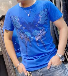 Camisetas masculinas camisetas de verão de camiseta de tinta de strings mandiche de moda de moda hels stylist coreana design de gola alta