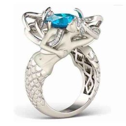 Wedding Rings 2023 Fashion 7 Colours Mermaid CZ Party Band For Women Men Drop Jewellery Gifts